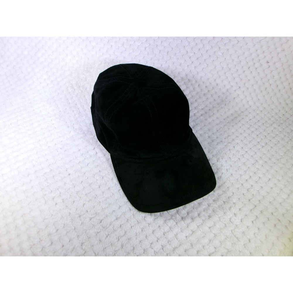 Rag & Bone Unisex OS Baseball Cap Black Calf Suede Leather Strapback Hat